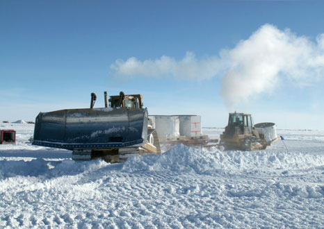 Heavy machines roaming the area